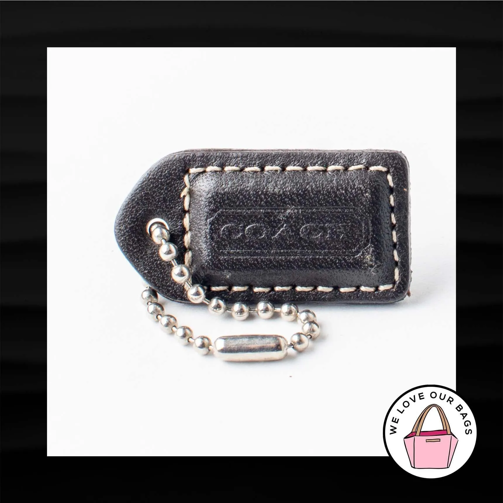 1.5" Small COACH DARK BROWN LEATHER KEY FOB CHARM KEYCHAIN HANG TAG WRISTLET