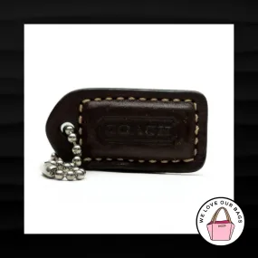 1.5" Small COACH MAHOGANY BROWN LEATHER KEY FOB CHARM KEYCHAIN HANG TAG WRISTLET