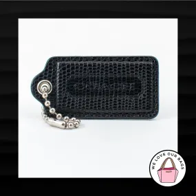 2.5" Large COACH BLACK EXOTIC PYTHON LEATHER KEY FOB BAG CHARM KEYCHAIN HANG TAG