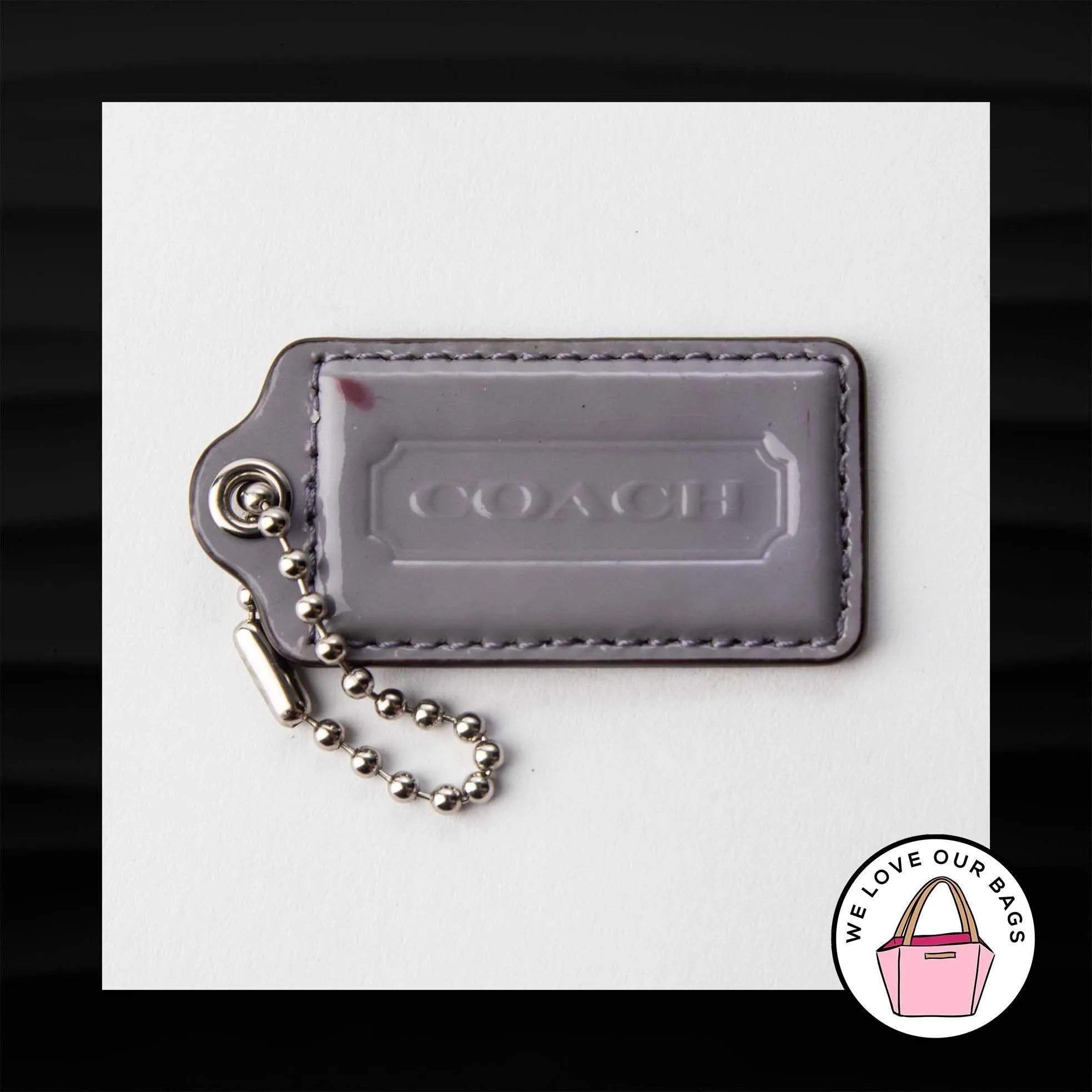 2.5" Large COACH PURPLE PATENT LEATHER KEY FOB BAG CHARM KEYCHAIN HANGTAG TAG