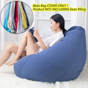 Adults Kids Large Bean Bag Chair Sofa Couch Cover Indoor Lazy Lounger No Filling