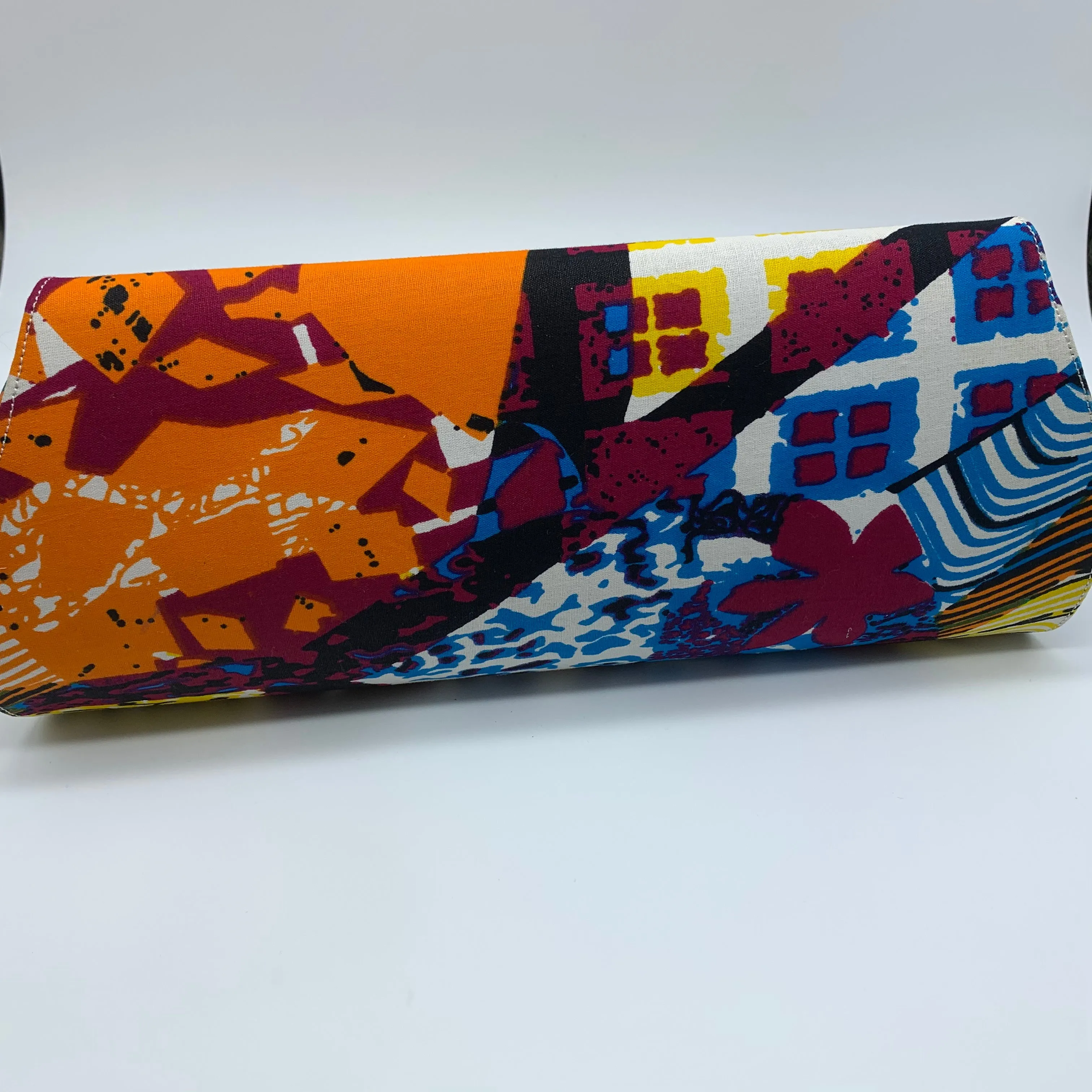 African Print Clutch- IC L Orange Variation