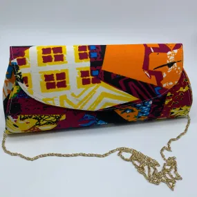 African Print Clutch- IC L Orange Variation