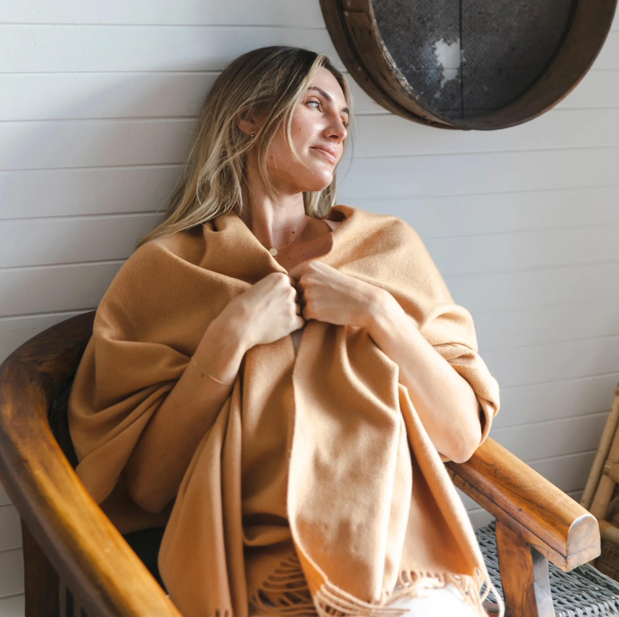 Alma Large Cashmere Wrap - Almond