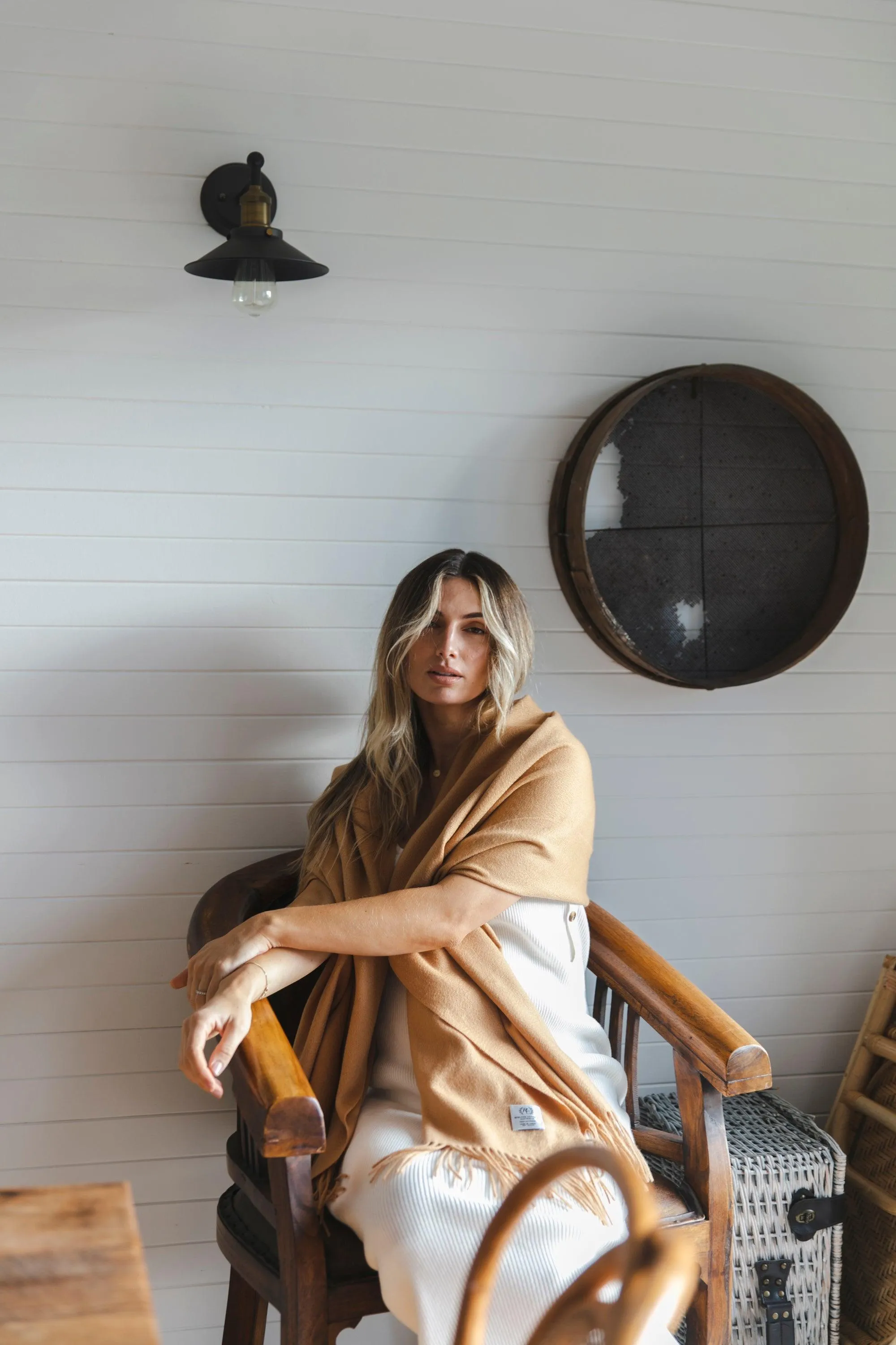 Alma Large Cashmere Wrap - Almond
