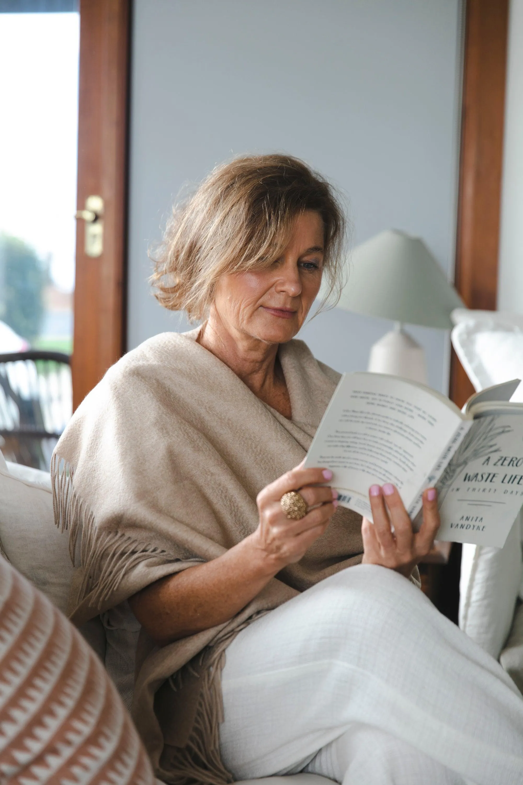 Alma Large Cashmere Wrap - Sand