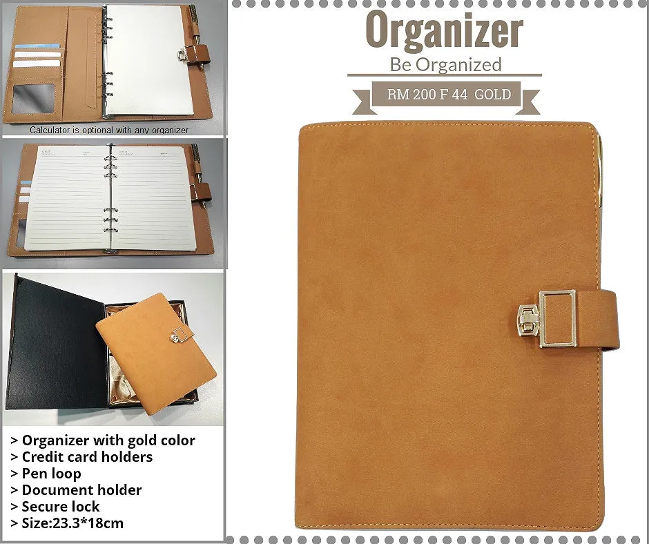 AMS-RM-200-F-44 - Brown PU Leather Organizer