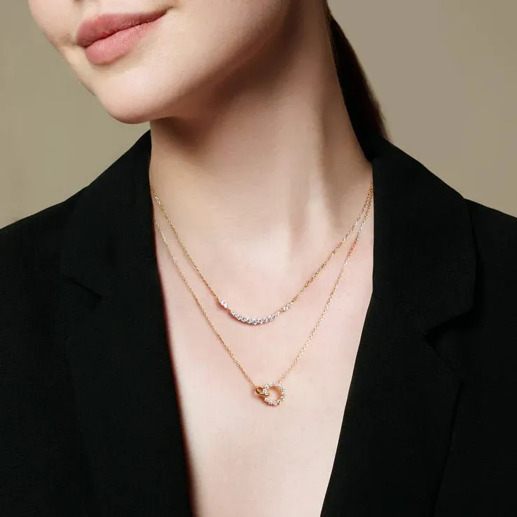 Ania Haie Gold Interlinked Circles Pavé Necklace N056-01G