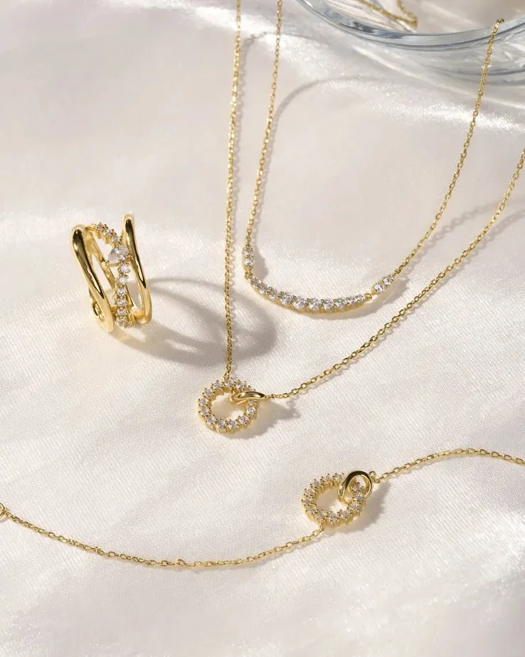 Ania Haie Gold Interlinked Circles Pavé Necklace N056-01G