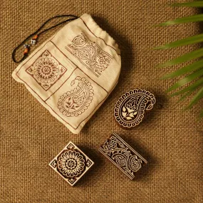 Appealing Artefacts' Hand-Carved Printing Blocks In Sheesham Wood (Set of 3)