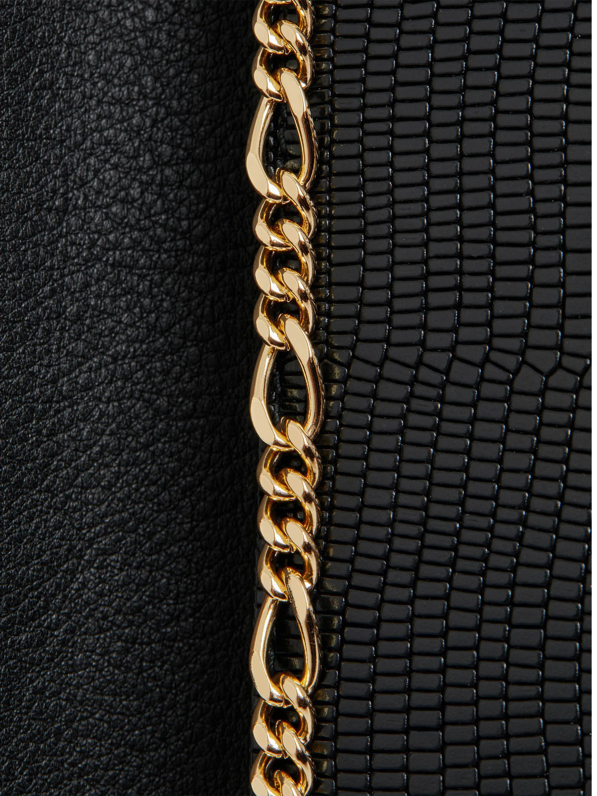Black lizard-embossed leather Crescent On A Chain bag