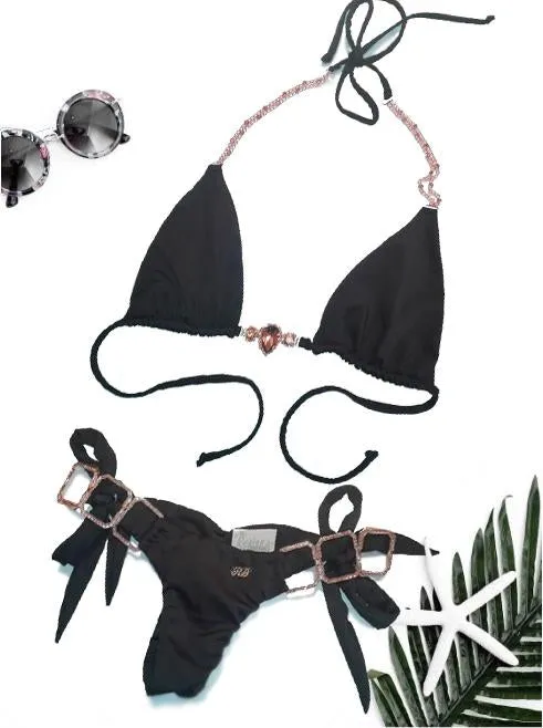 Black Tessa Triangle Top & Tie Side bottom