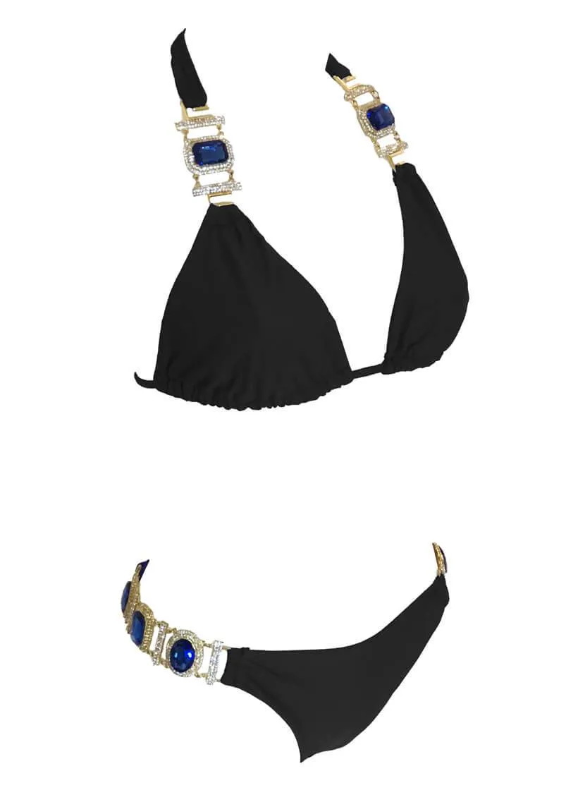 Black Tina Halter Top & Skimpy Bottom