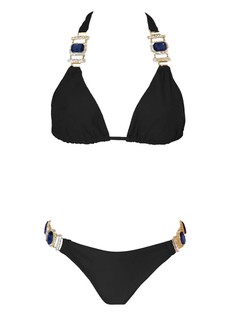 Black Tina Halter Top & Skimpy Bottom