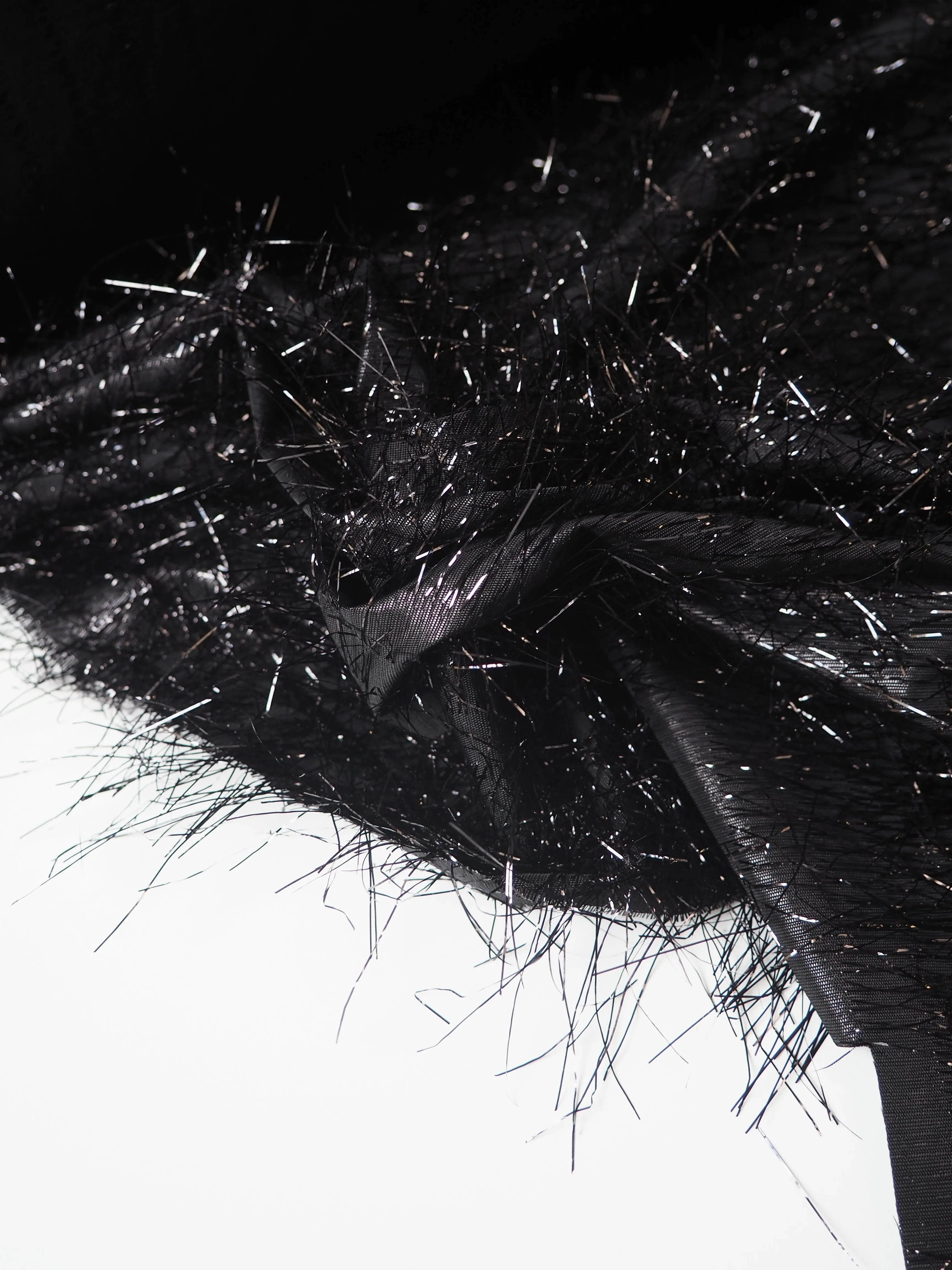 Black Tinsel Fringe Lurex Taffeta