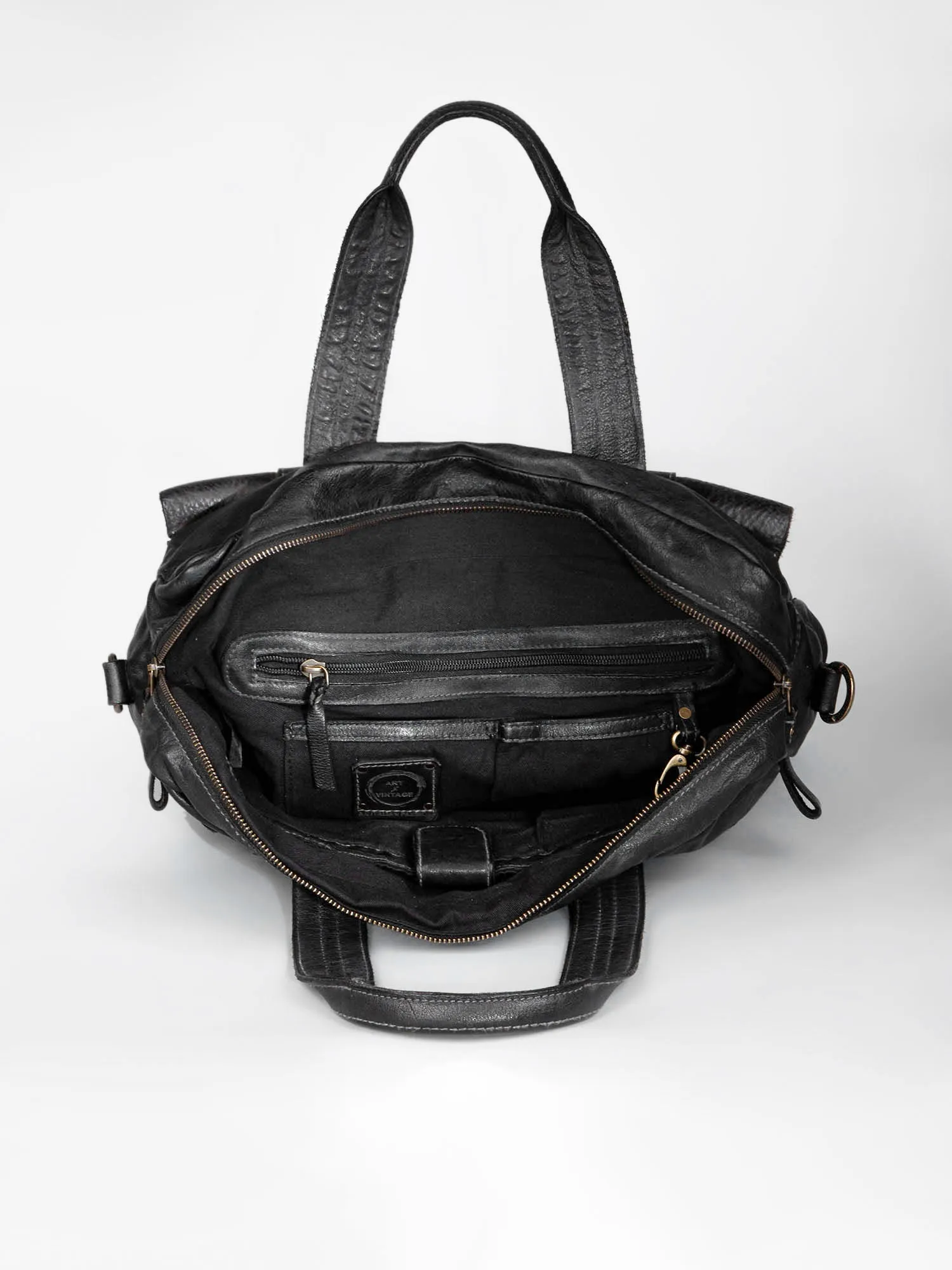 Black Vintage Leather Laptop Bag For Men & Women By Art N Vintage