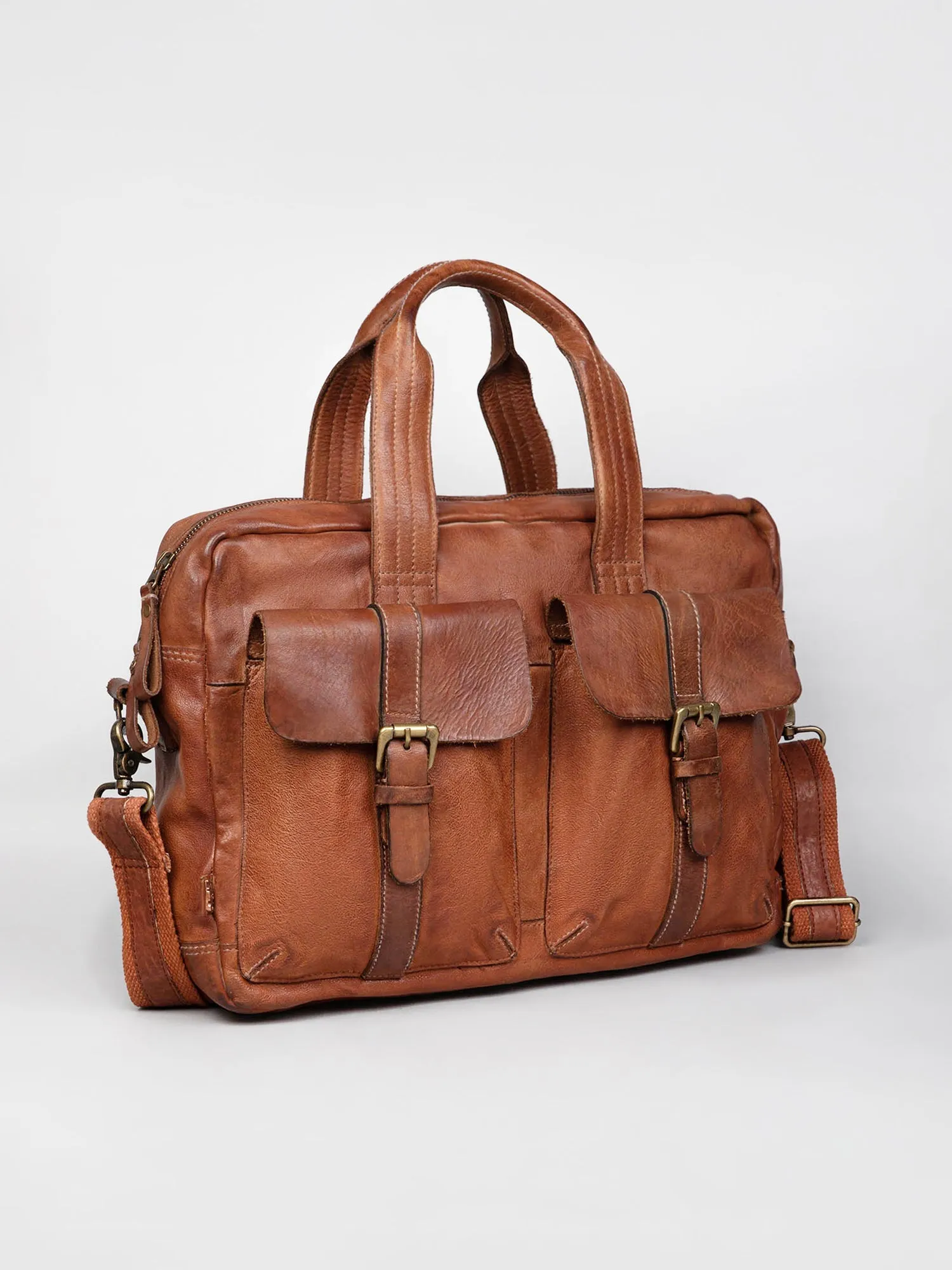 Black Vintage Leather Laptop Bag For Men & Women By Art N Vintage