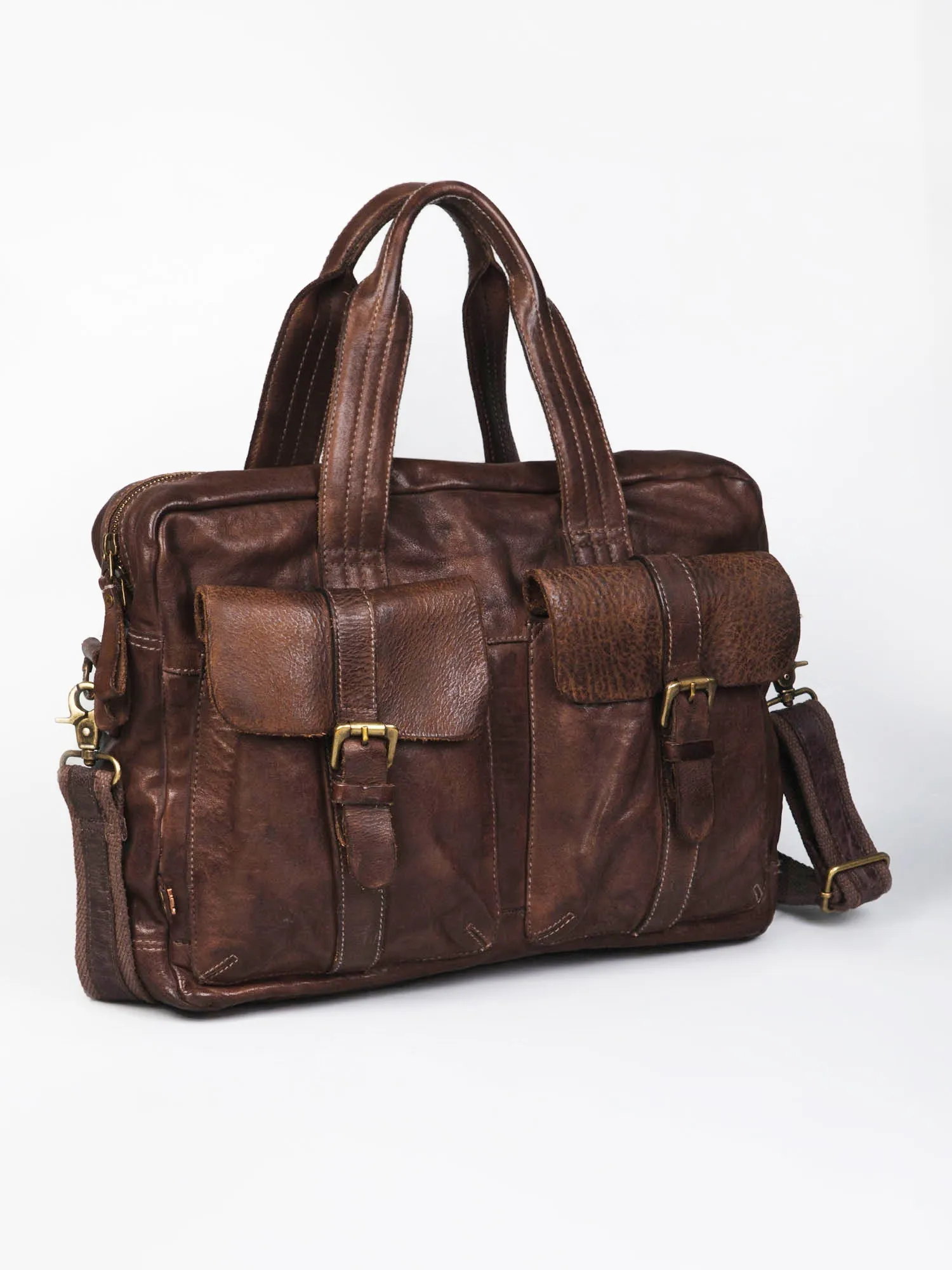 Black Vintage Leather Laptop Bag For Men & Women By Art N Vintage