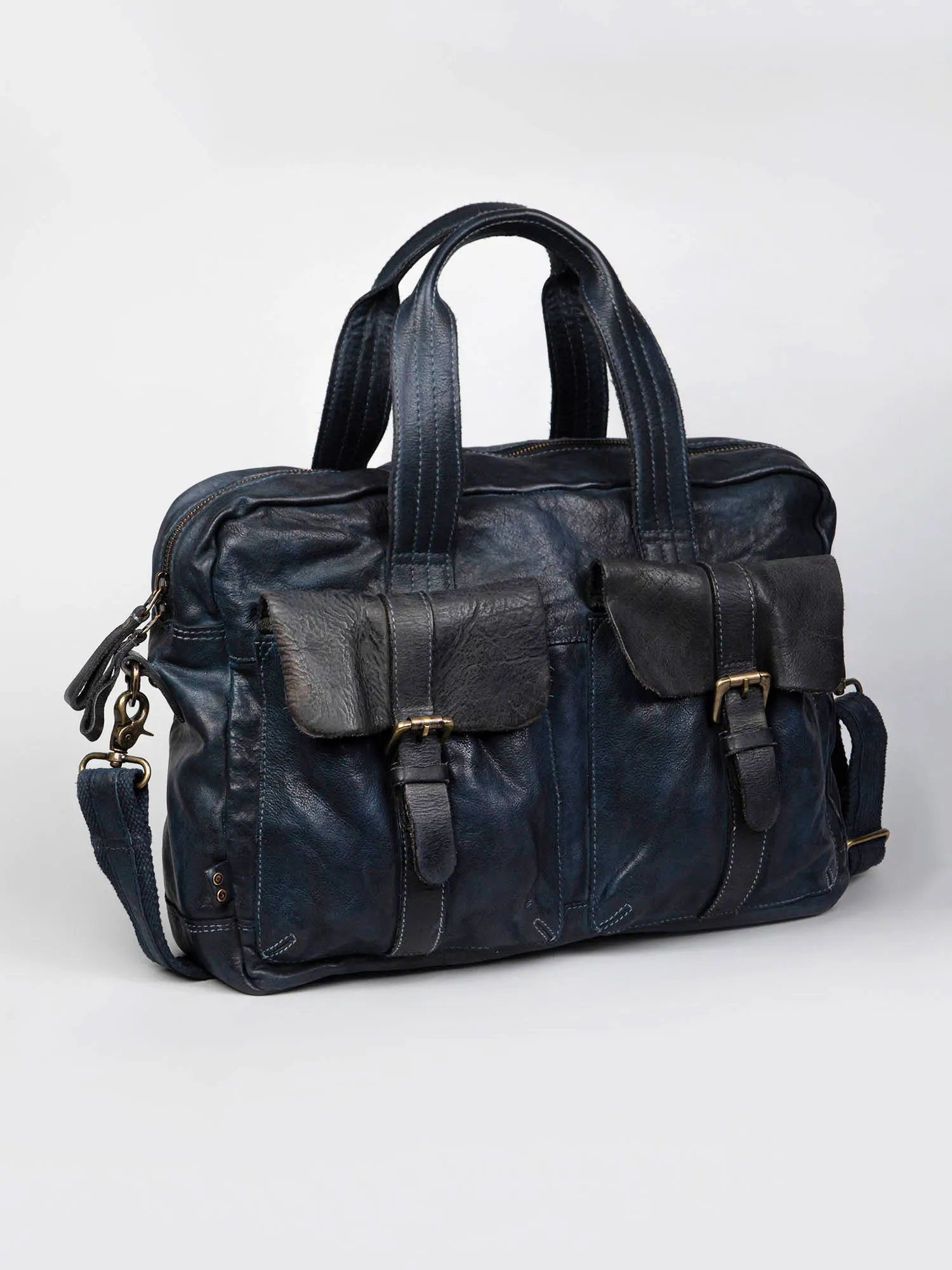 Black Vintage Leather Laptop Bag For Men & Women By Art N Vintage