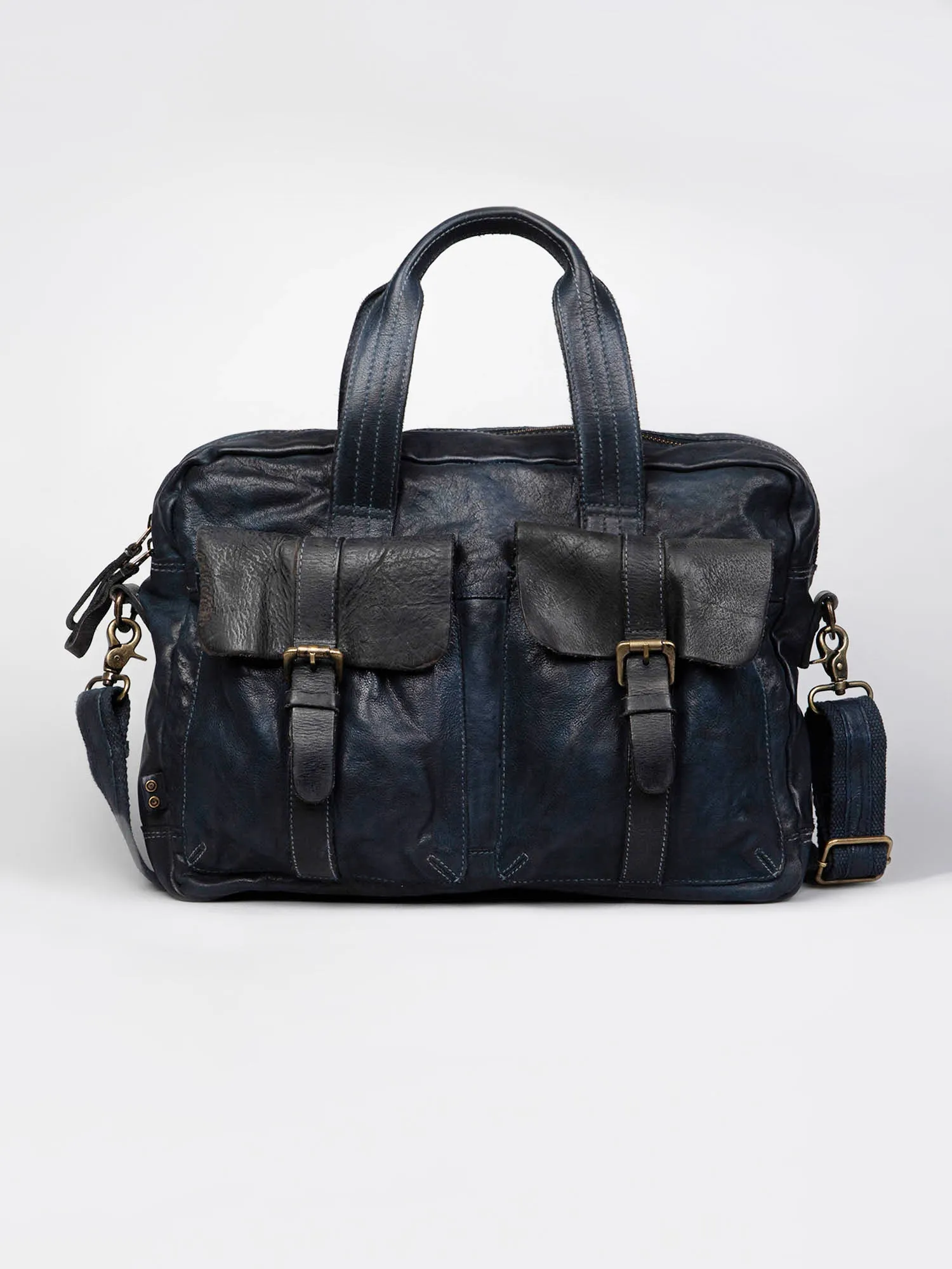 Black Vintage Leather Laptop Bag For Men & Women By Art N Vintage