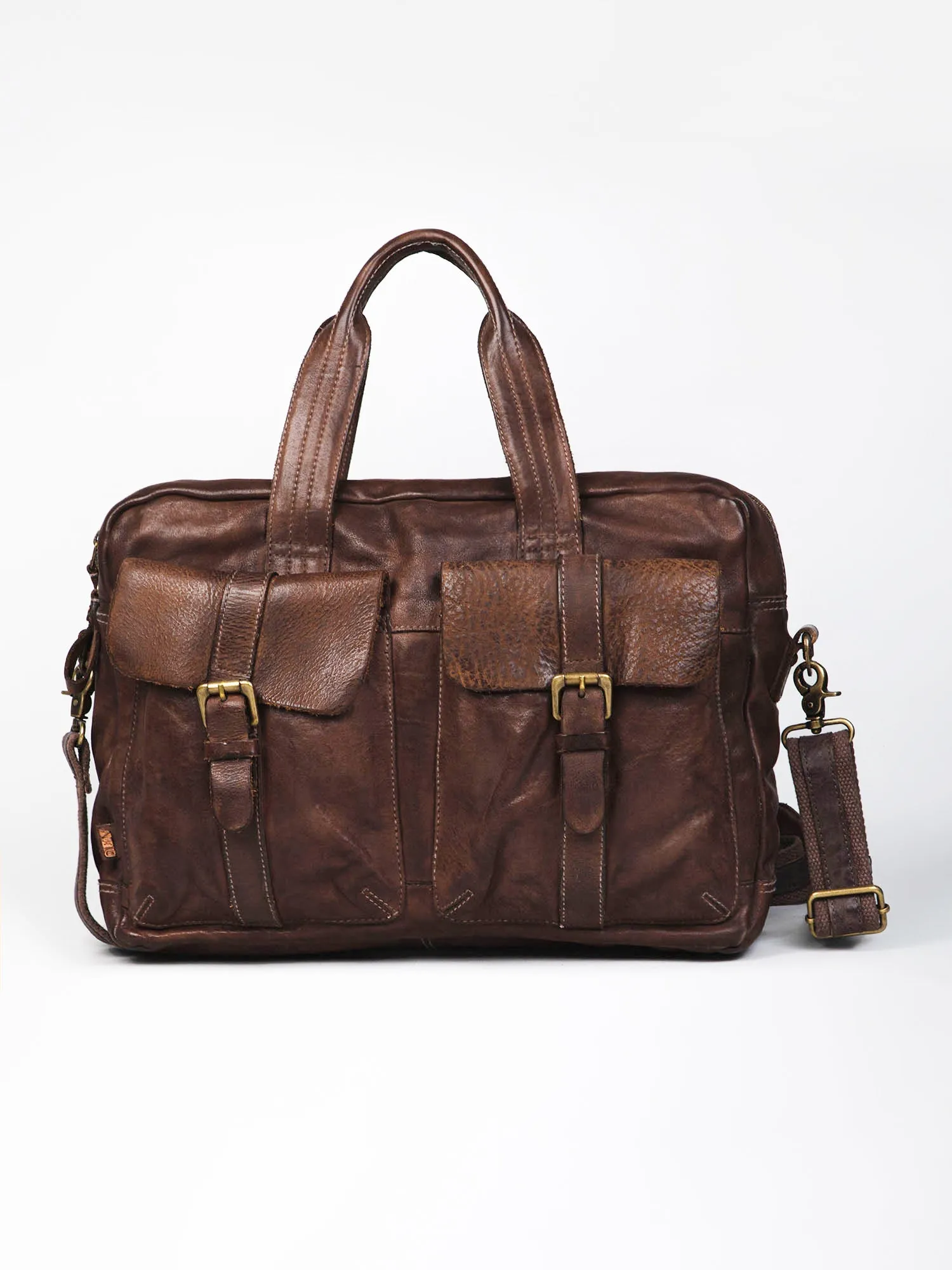 Black Vintage Leather Laptop Bag For Men & Women By Art N Vintage