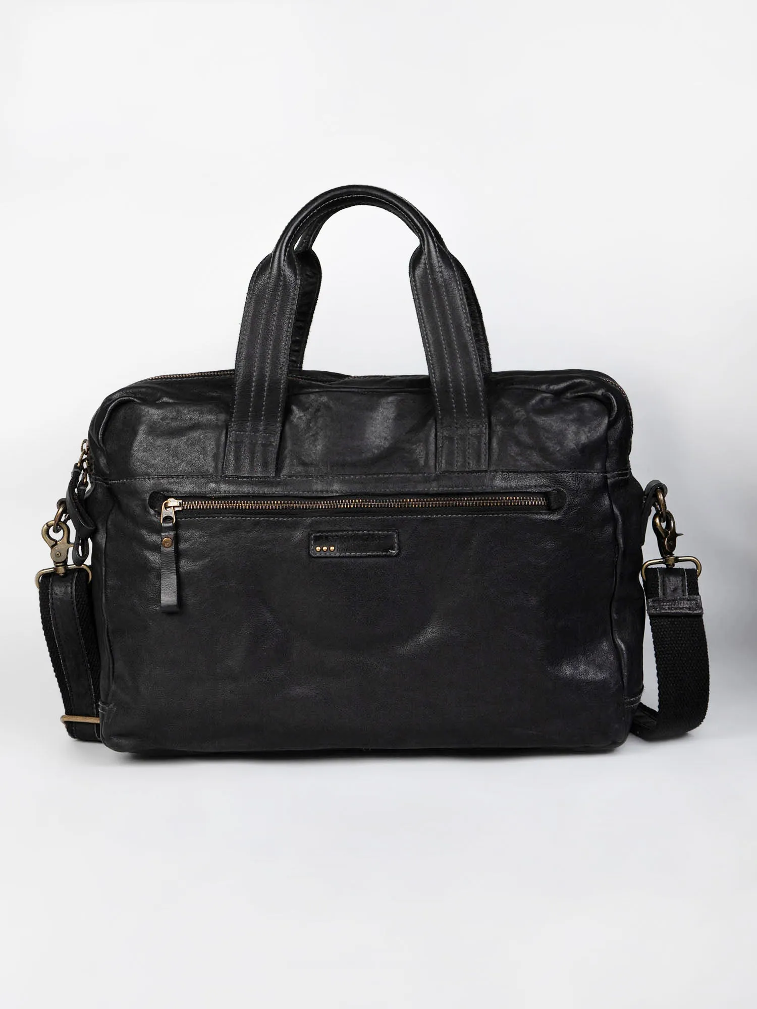 Black Vintage Leather Laptop Bag For Men & Women By Art N Vintage