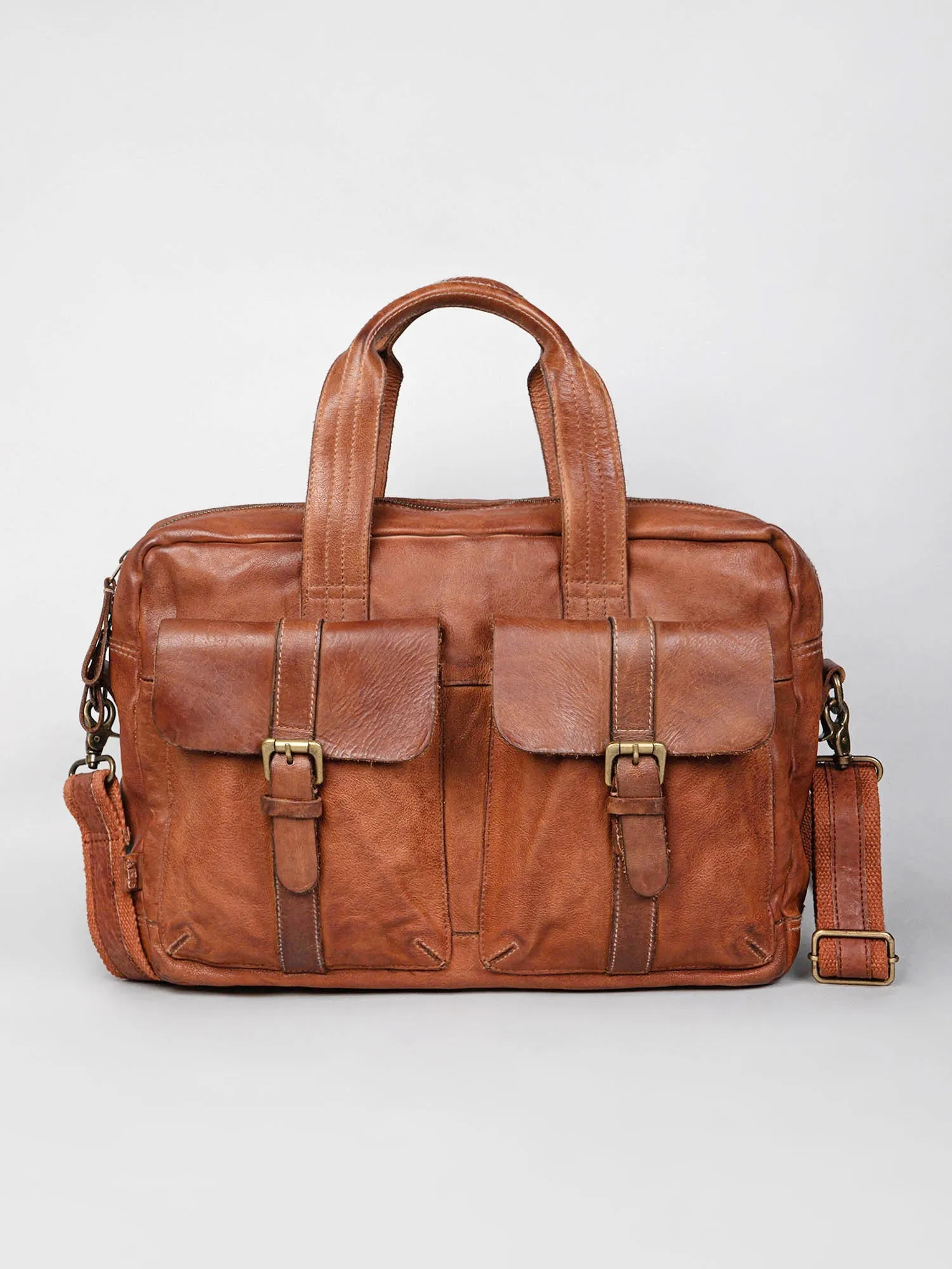 Black Vintage Leather Laptop Bag For Men & Women By Art N Vintage