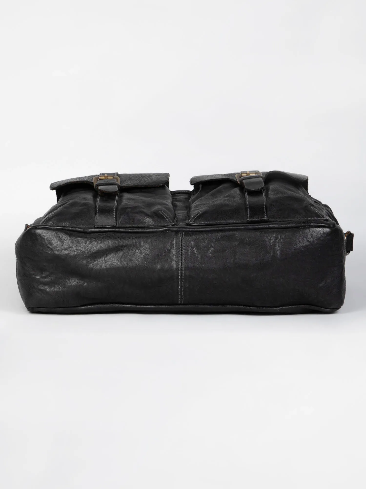 Black Vintage Leather Laptop Bag For Men & Women By Art N Vintage