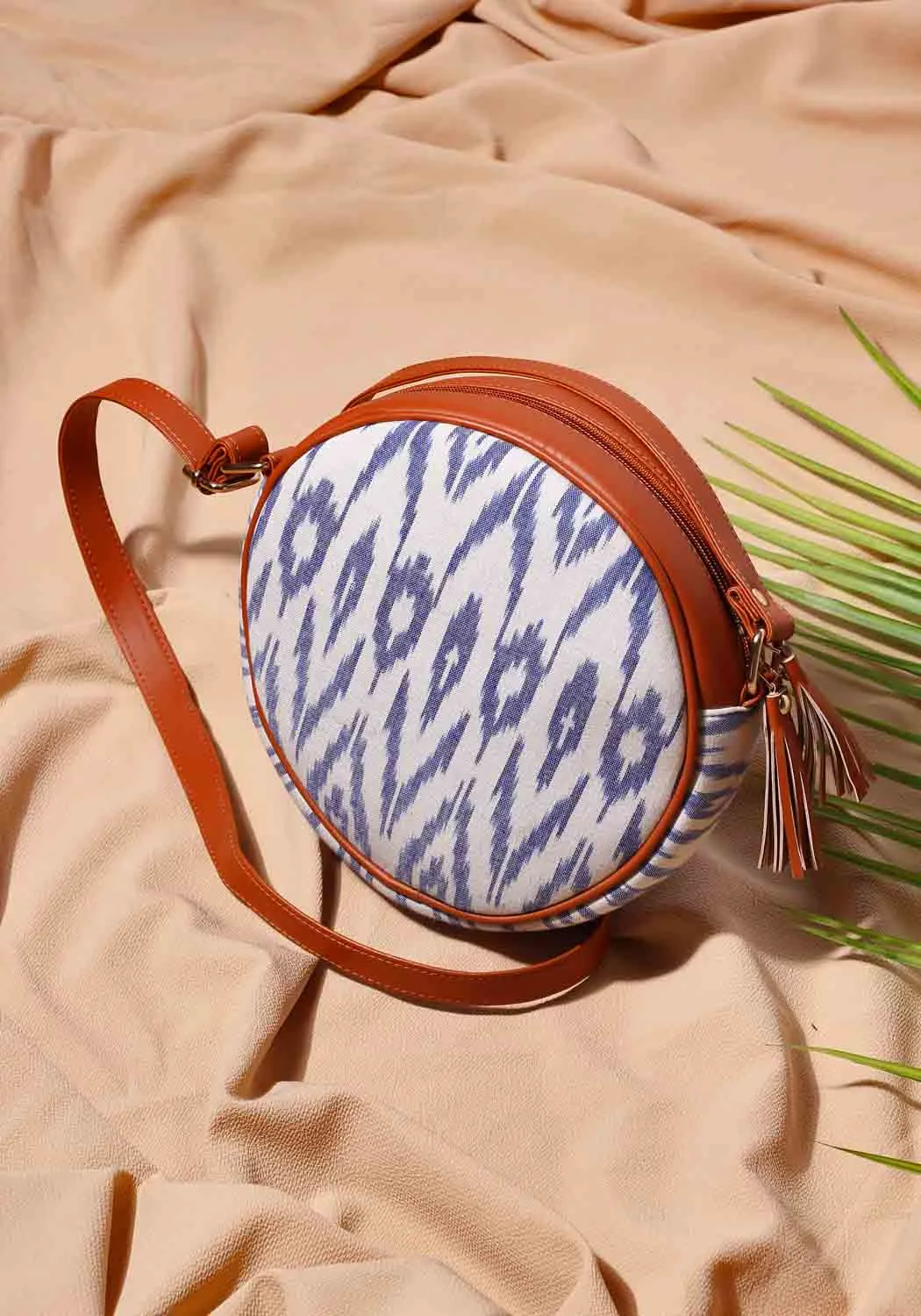 Blue & White Ikat Sling Bag