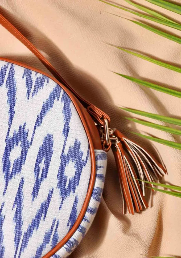 Blue & White Ikat Sling Bag