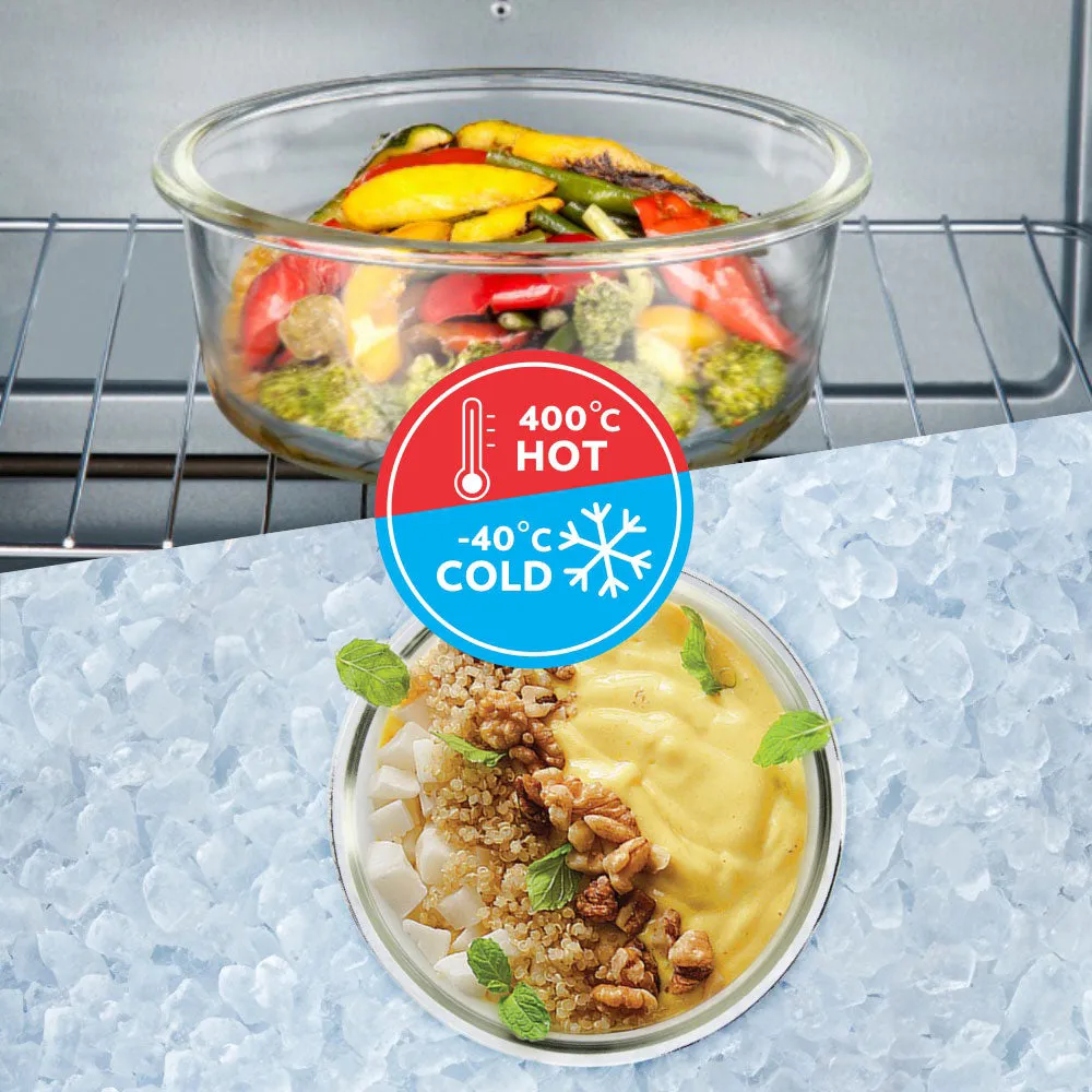 Borosil Pride Glass Lunch Box, Round x 2 (Flat Bag)