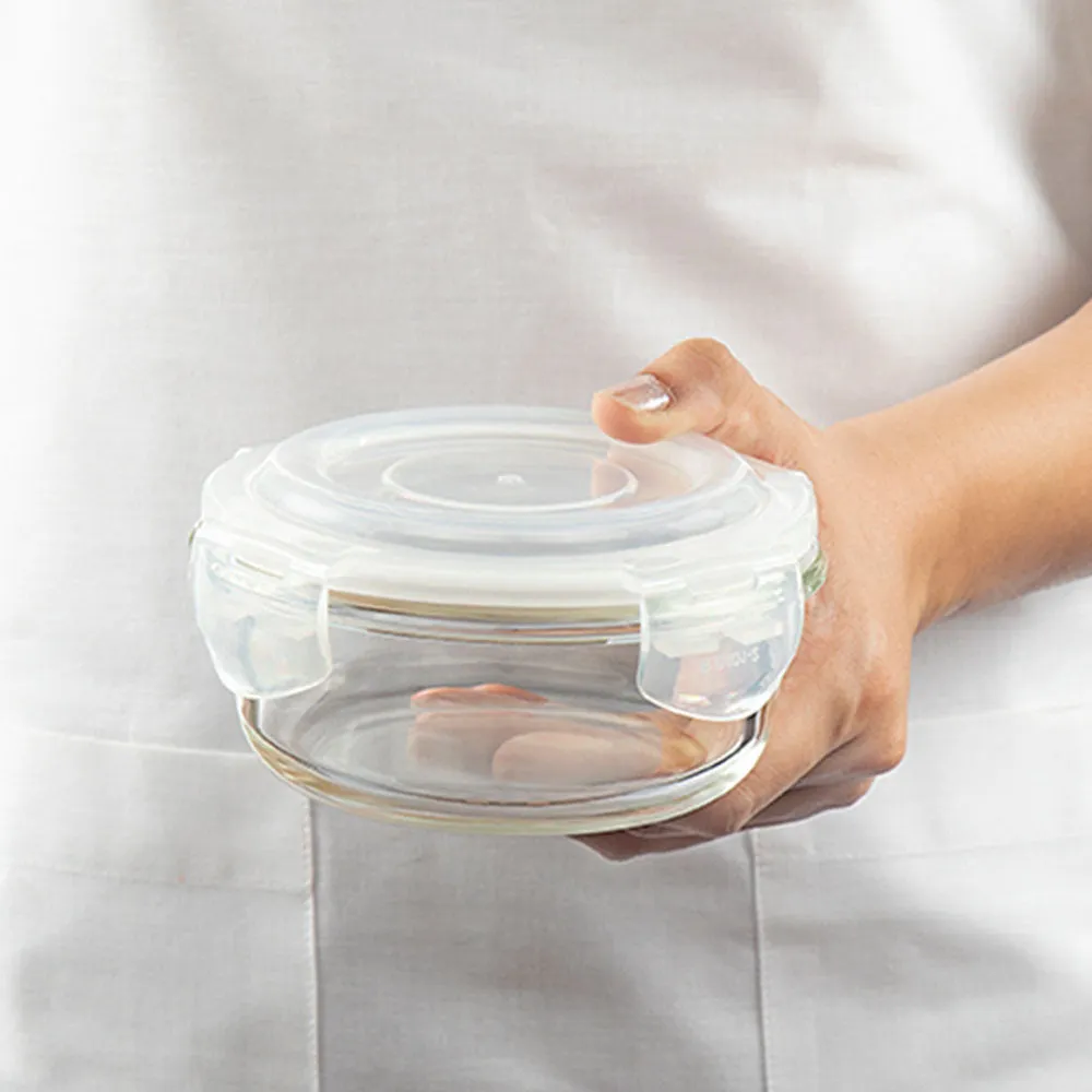 Borosil Pride Glass Lunch Box, Round x 2 (Flat Bag)