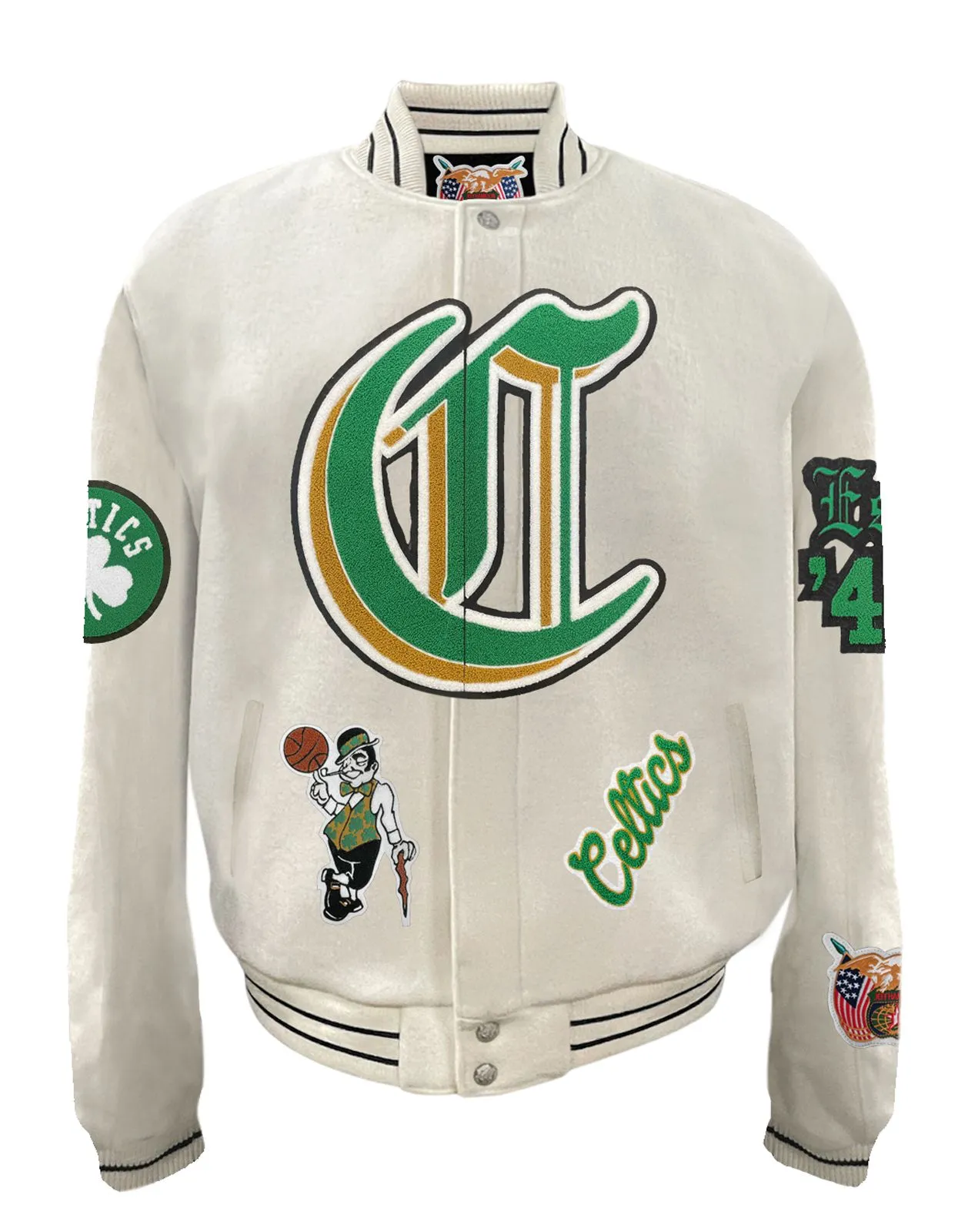 BOSTON CELTICS WOOL OLD ENGLISH VARSITY JACKET White