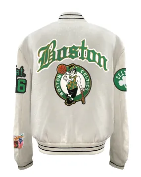 BOSTON CELTICS WOOL OLD ENGLISH VARSITY JACKET White