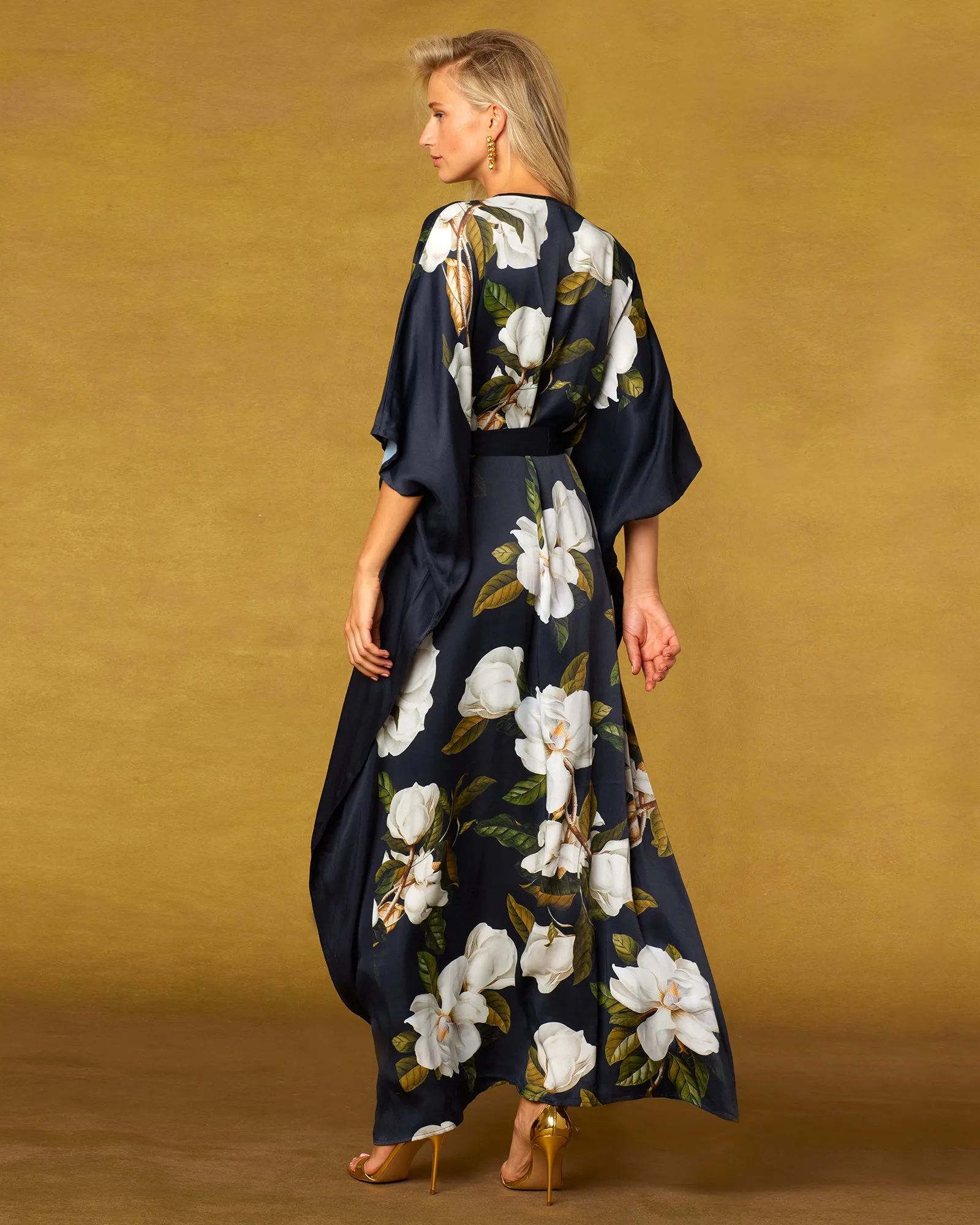 Camellia Belted Silk Kaftan