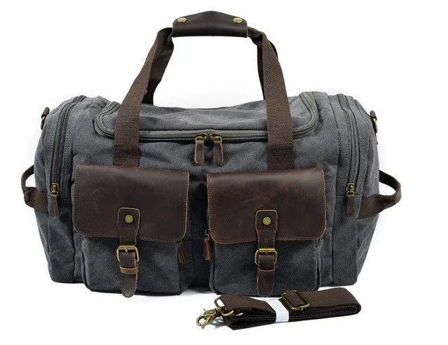 Canvas Duffle Bag Oversized Genuine Leather Bags