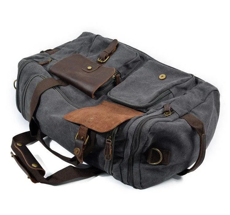 Canvas Duffle Bag Oversized Genuine Leather Bags