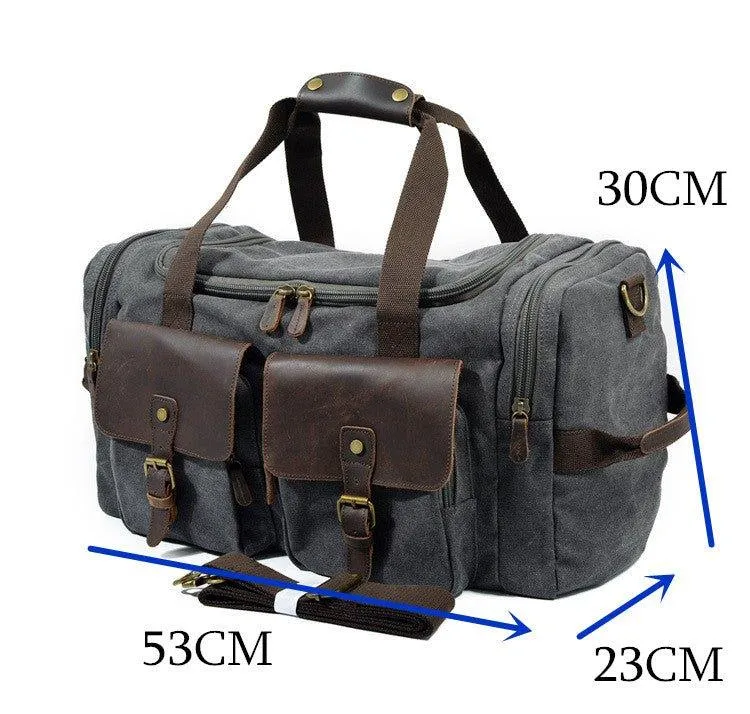 Canvas Duffle Bag Oversized Genuine Leather Bags