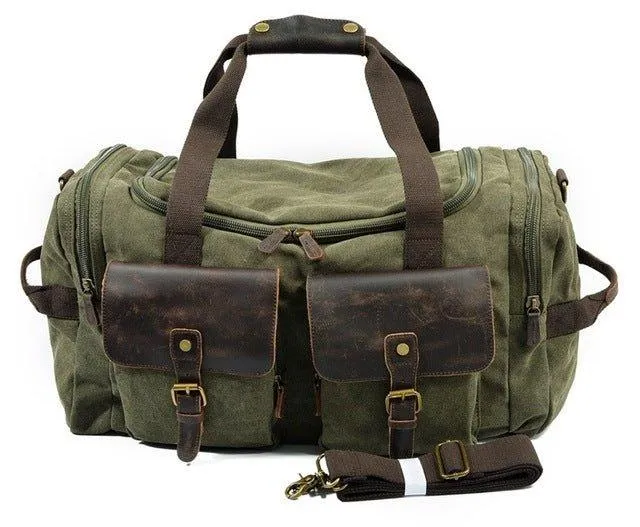 Canvas Duffle Bag Oversized Genuine Leather Bags