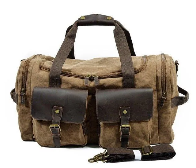 Canvas Duffle Bag Oversized Genuine Leather Bags