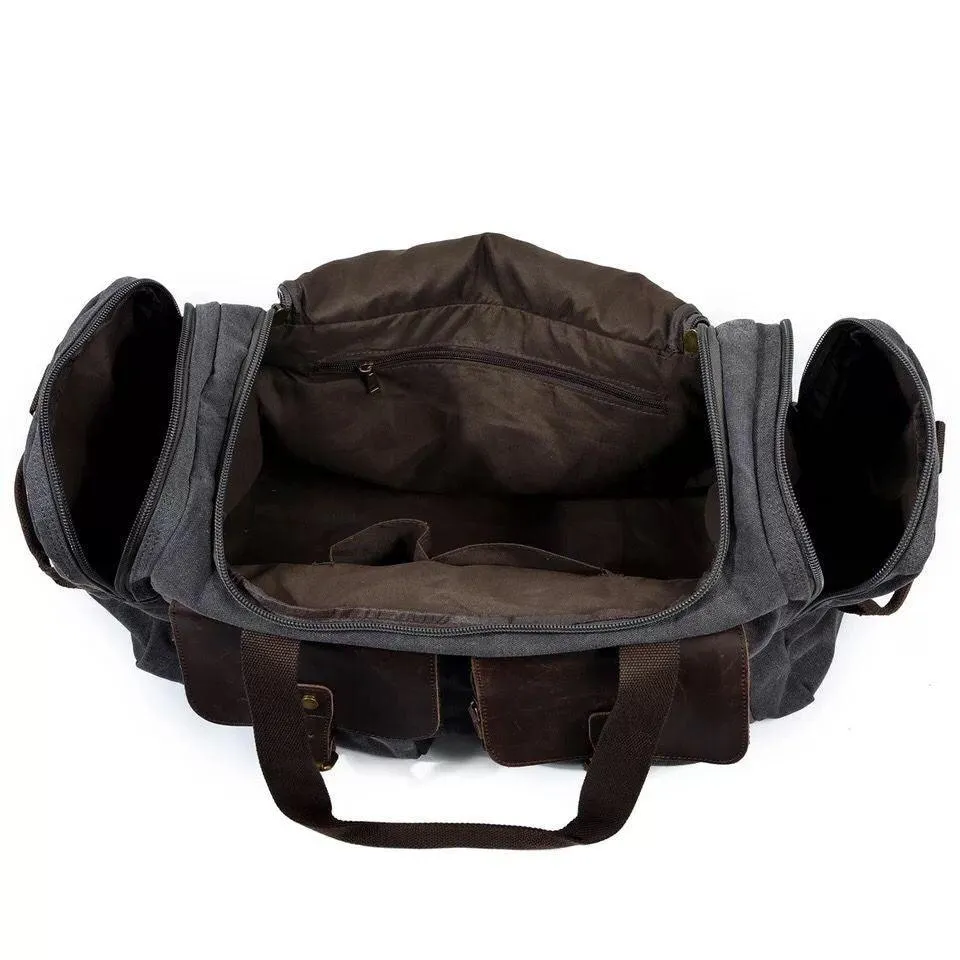 Canvas Duffle Bag Oversized Genuine Leather Bags
