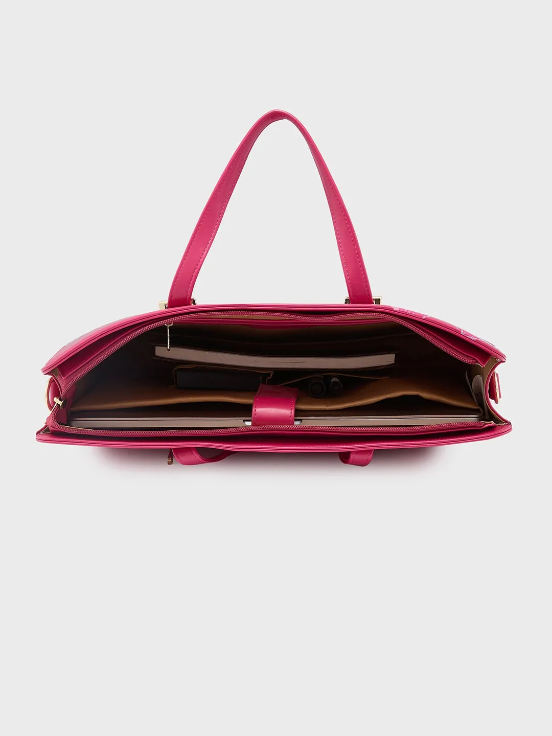 Caprese Shanaya Laptop Bag Large Printed Burgundy