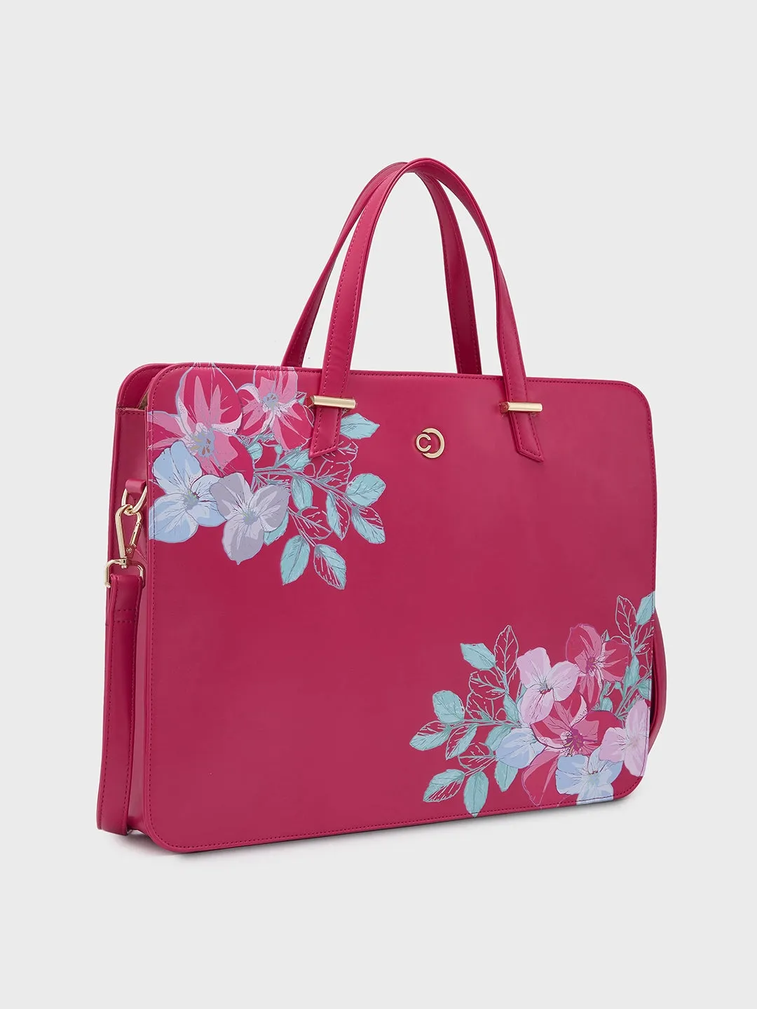 Caprese Shanaya Laptop Bag Large Printed Burgundy