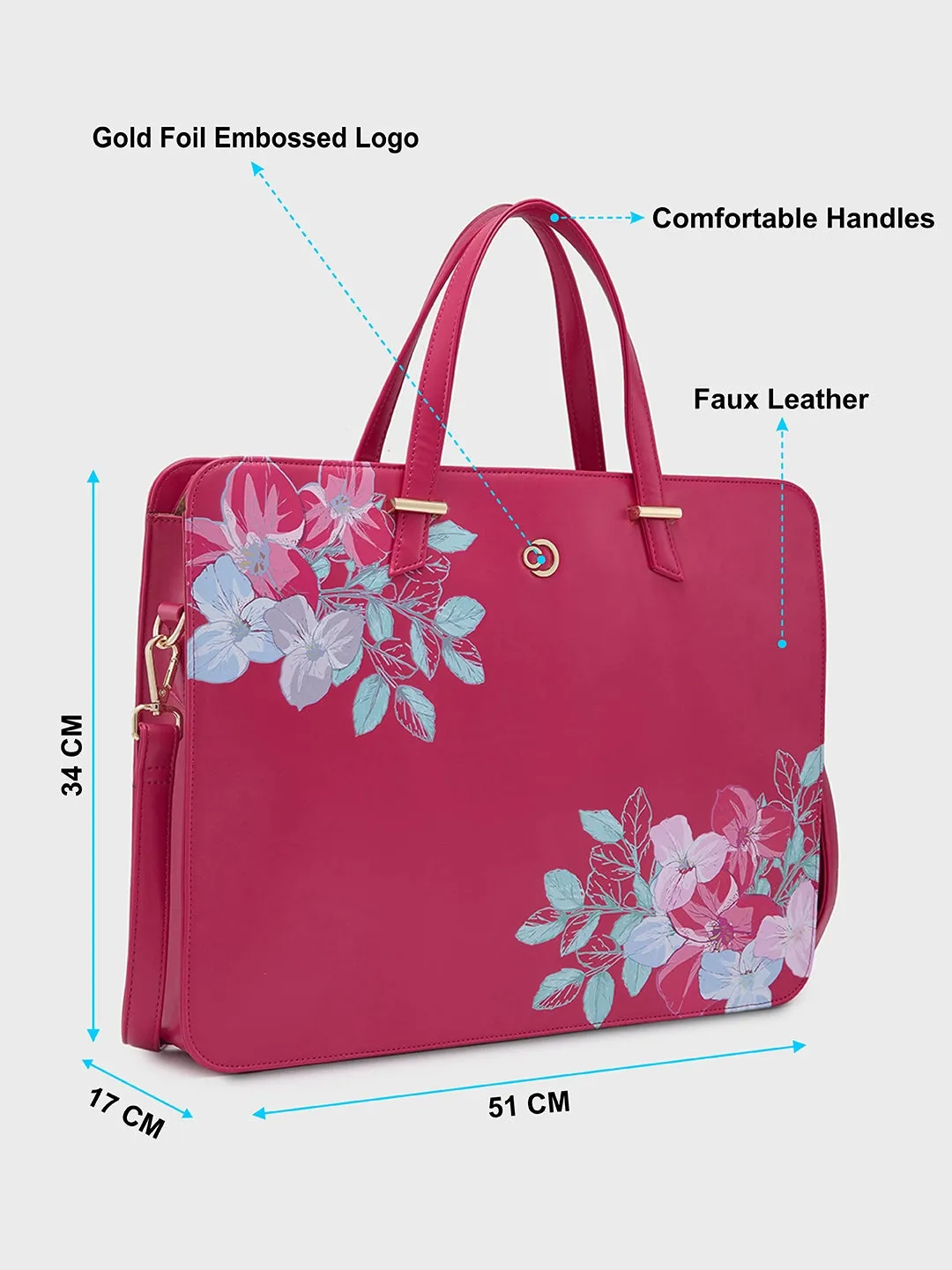 Caprese Shanaya Laptop Bag Large Printed Burgundy