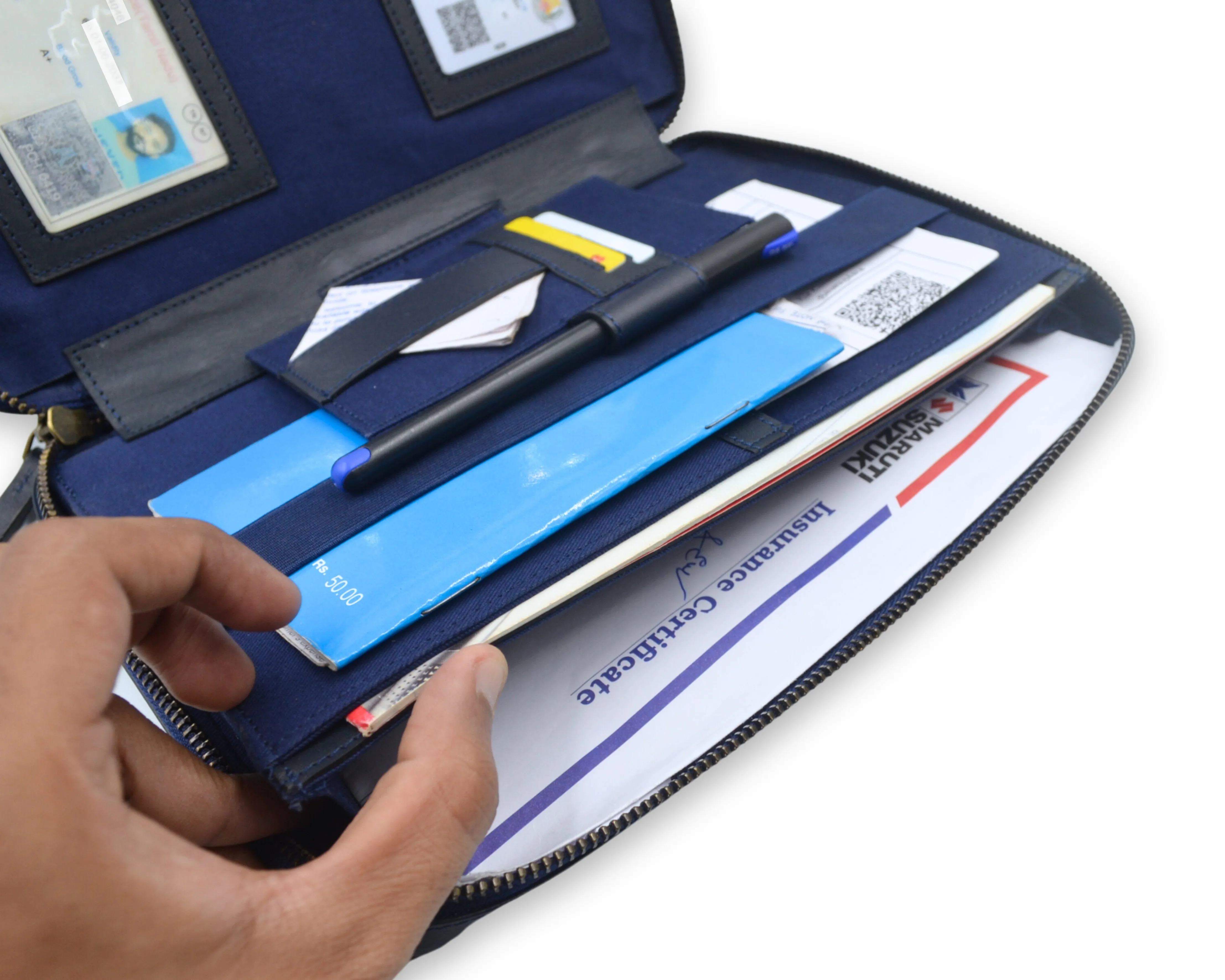 Car Document Holder - Charcoal Blue
