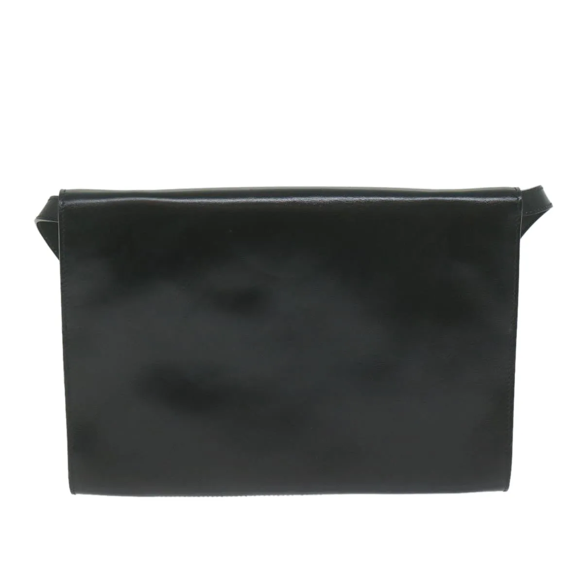 CELINE Clutch Bag Leather 2way White Black Auth 65641