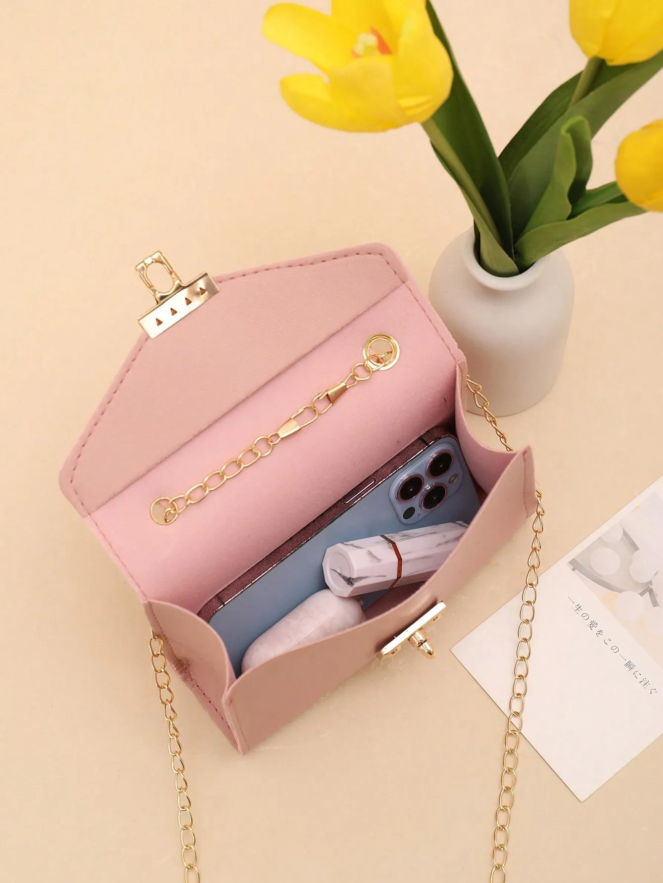 Chain Tassel Wristlet And Handheld Mini Square Bag