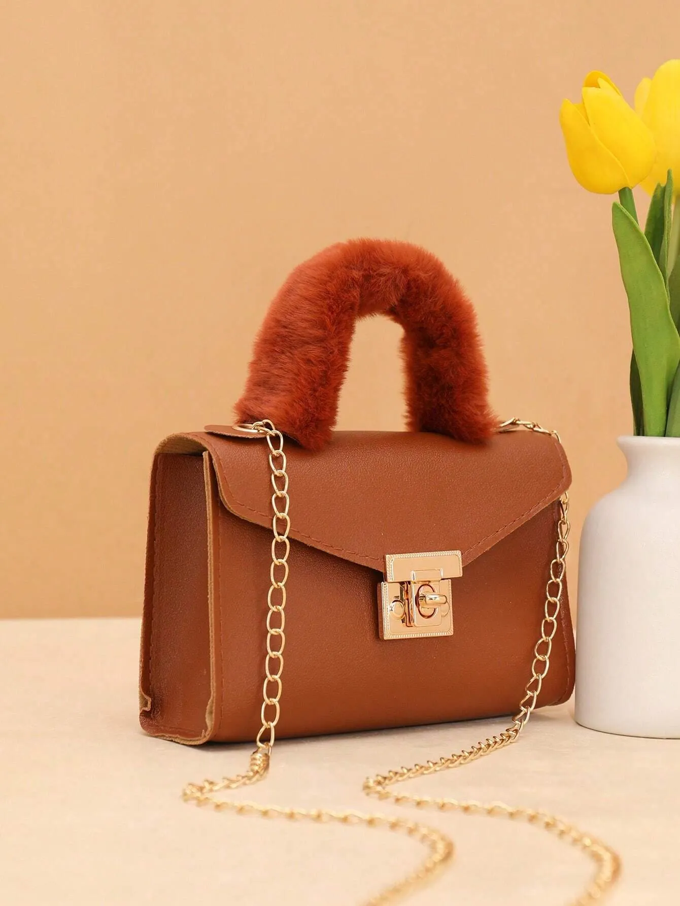 Chain Tassel Wristlet And Handheld Mini Square Bag