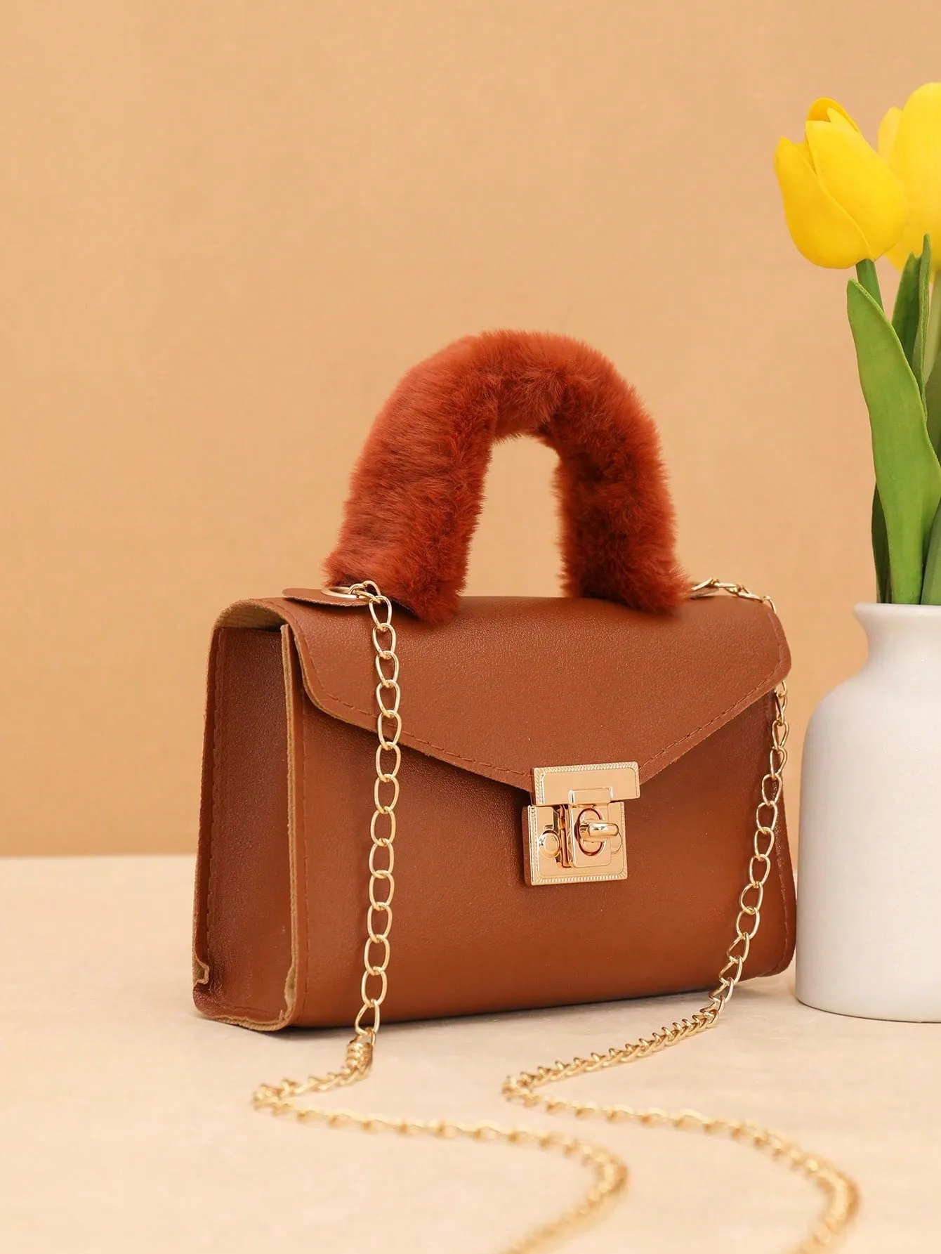 Chain Tassel Wristlet And Handheld Mini Square Bag