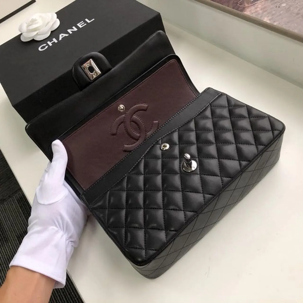 CHL Classic HandBag Black For Women 9.9in/25.5cm A01112